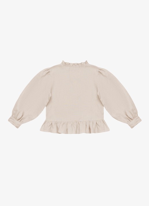 Donsje Amsterdam Siles blouse met borduring in llinnenblend - achterkant 4 beige