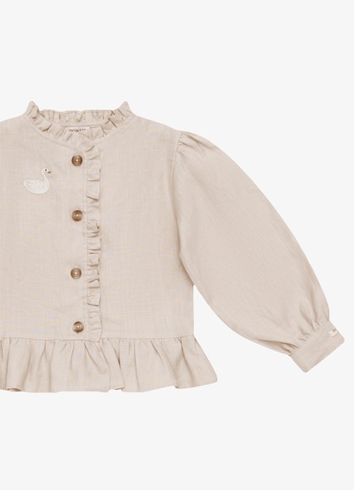 Donsje Amsterdam Siles blouse met borduring in llinnenblend - detail 3 beige