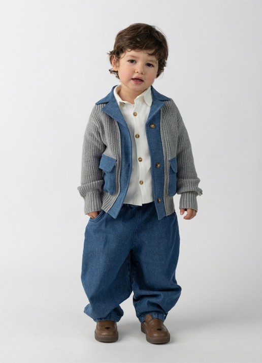 Donsje Amsterdam Tapered fit broek met steekzakken - voorkant 4 indigo