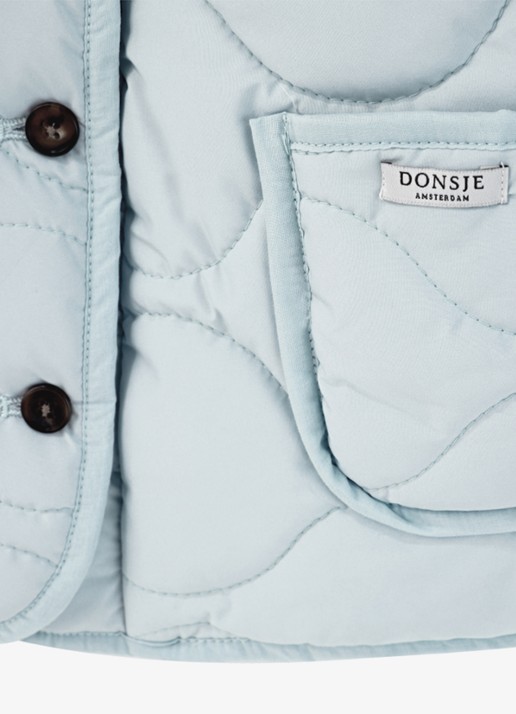 Donsje Amsterdam Tessane jas met quilt patroon - detail 2 lichtblauw