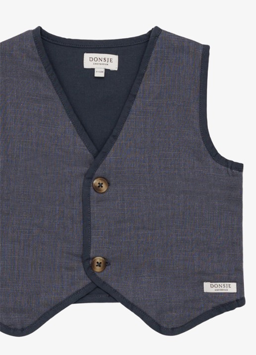 Donsje Amsterdam Thijn gilet in linnenblend - detail 4 grijs