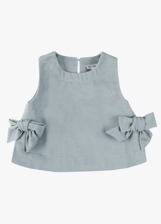 Donsje Amsterdam Veeri top met strikdetail - voorkant indigo