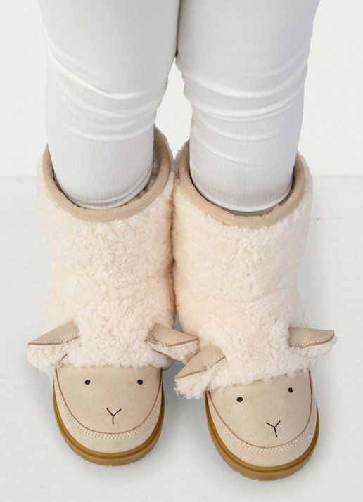 Donsje Amsterdam Wadou boots   lammy - voorkant 2 beige