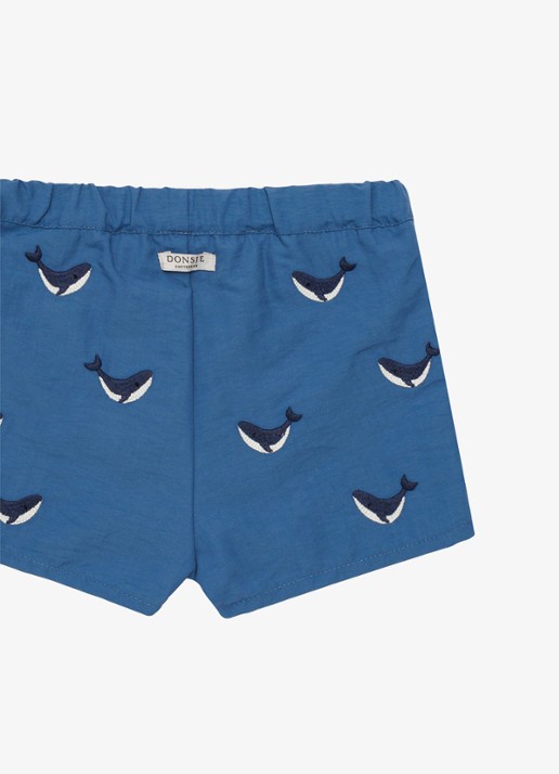 Donsje Amsterdam Wangu zwemshort met borduring - detail donkerblauw
