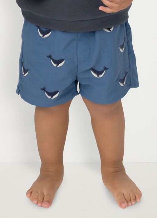 Donsje Amsterdam Wangu zwemshort met borduring - voorkant 3 donkerblauw