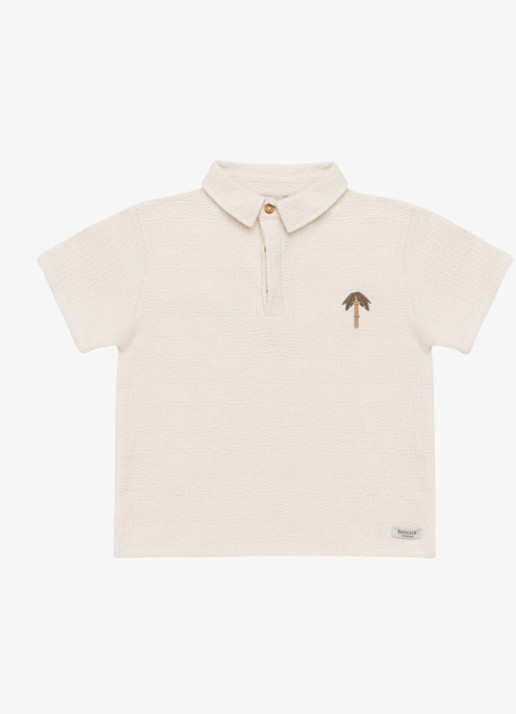 Donsje Amsterdam Wouti Palm Tree polo met structuur