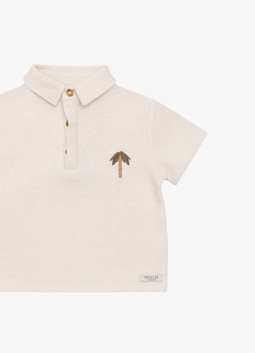 Donsje Amsterdam Wouti polo van katoen - detail gebroken wit