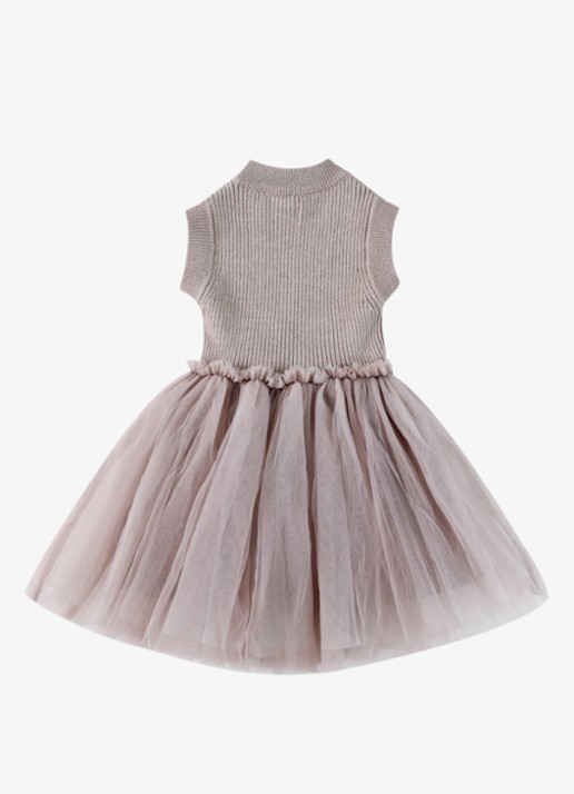 Donsje Amsterdam Xewa jurk met tule - achterkant 2 beige