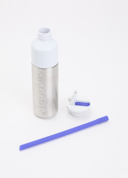 Dopper Steel x Flip Straw waterfles 49 cl - voorkant 2 zilver