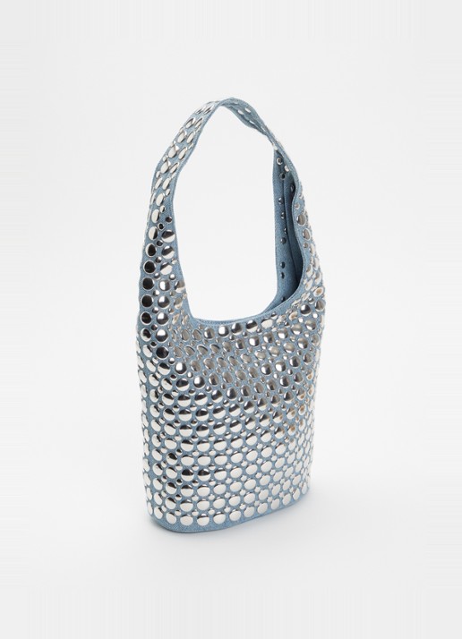 DOTTHZ The Dante schoudertas van denim met studs - achterkant 4 lichtblauw