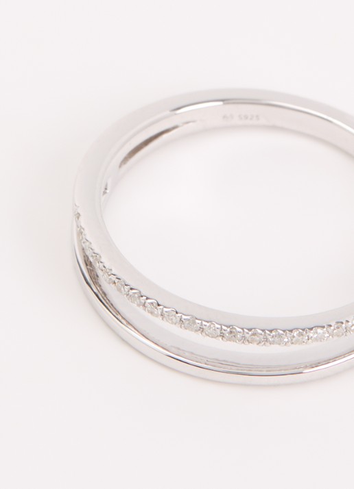 DPT Antwerp Duo diamanten ring van zilver - detail 3 zilver