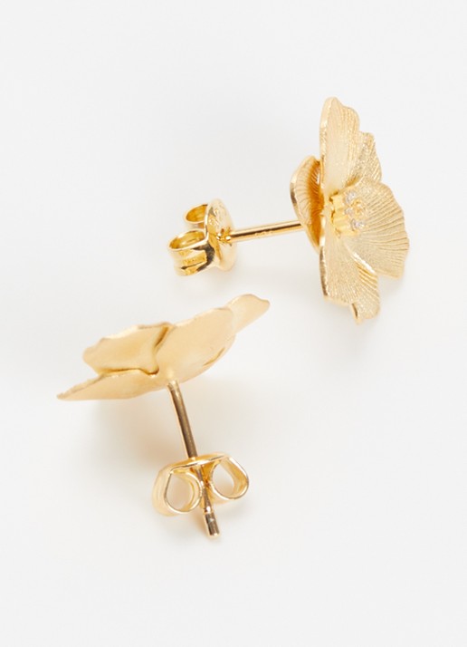 DPT Antwerp Jasmine Small diamanten oorknopjes verguld - detail goud