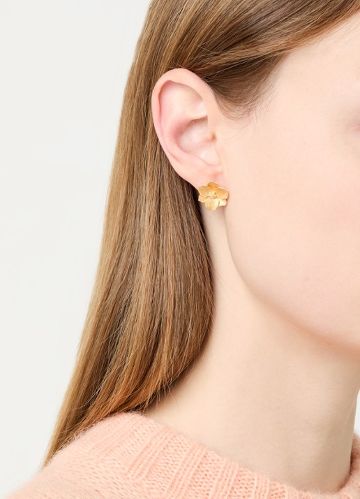 DPT Antwerp Jasmine Small diamanten oorknopjes verguld - voorkant 4 goud