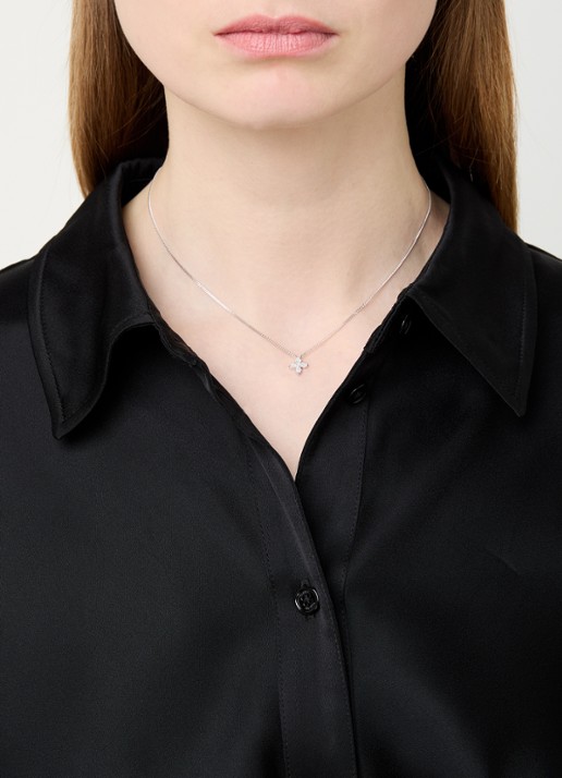 DPT Antwerp Little Flower ketting van zilver - voorkant 2 zilver