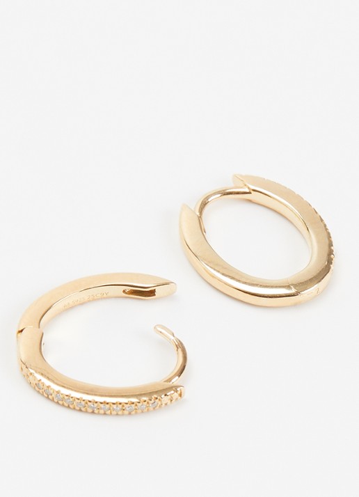 DPT Antwerp Oval diamanten oorringen verguld - detail goud