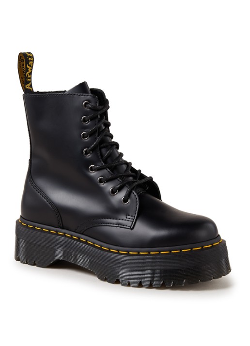 Dr. Martens Jadon biker boot van leer - voorkant zwart