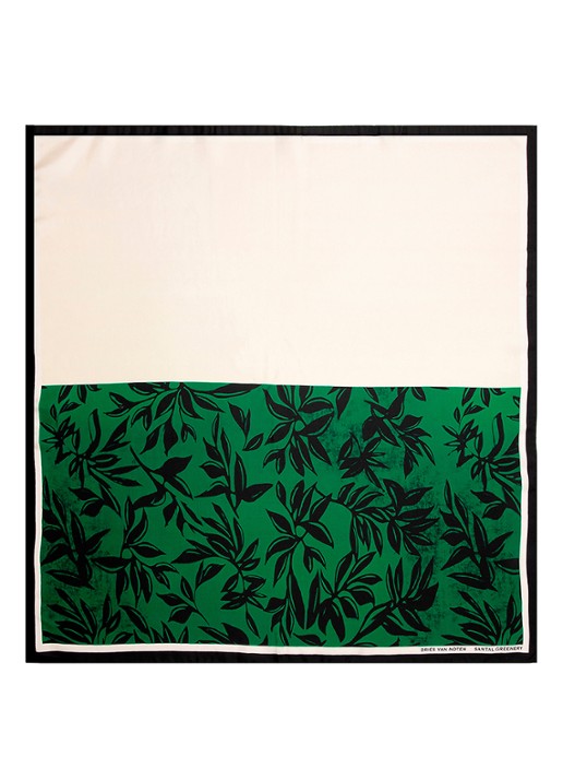 Dries Van Noten Foulard Santal Greenery - zijden sjaal 75 x75 cm - voorkant 3 santal greenery