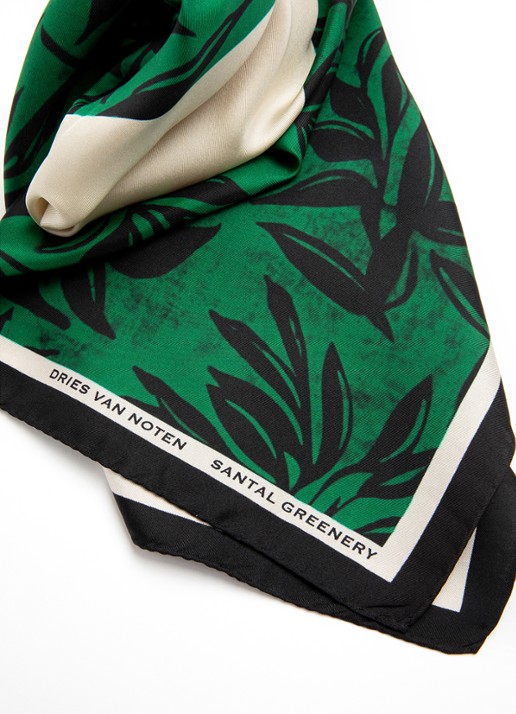 Dries Van Noten Foulard Santal Greenery - zijden sjaal 75 x75 cm - voorkant 4 santal greenery