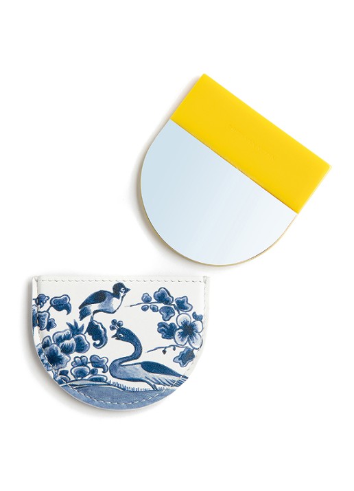 Dries Van Noten Mirror Yellow - zakspiegel met kalfsleren etui - voorkant 3 yellow