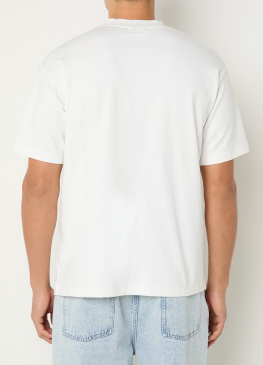 Drôle de Monsieur Café T-shirt met logoprint - achterkant gebroken wit