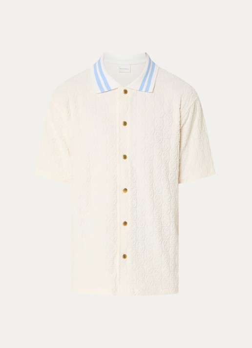 Drôle de Monsieur Chemise regular fit overhemd met structuur - voorkant 2 gebroken wit