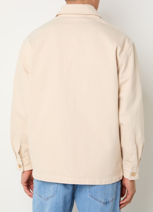 Drôle de Monsieur Chemise regular fit overshirt van denim met borstzakken - achterkant 2 beige