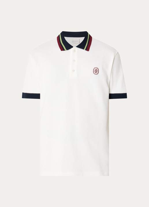 Drôle de Monsieur D-Mirror regular fit polo van piqué katoen - voorkant 3 ivoor