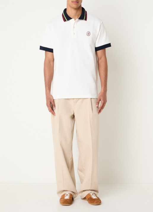 Drôle de Monsieur D-Mirror regular fit polo van piqué katoen - voorkant 4 ivoor