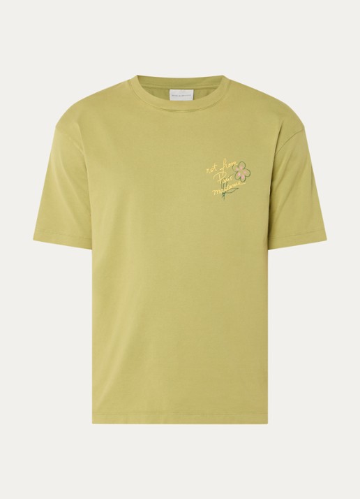 Drôle de Monsieur Equisse T-shirt logo- en backprint - voorkant 2 khaki