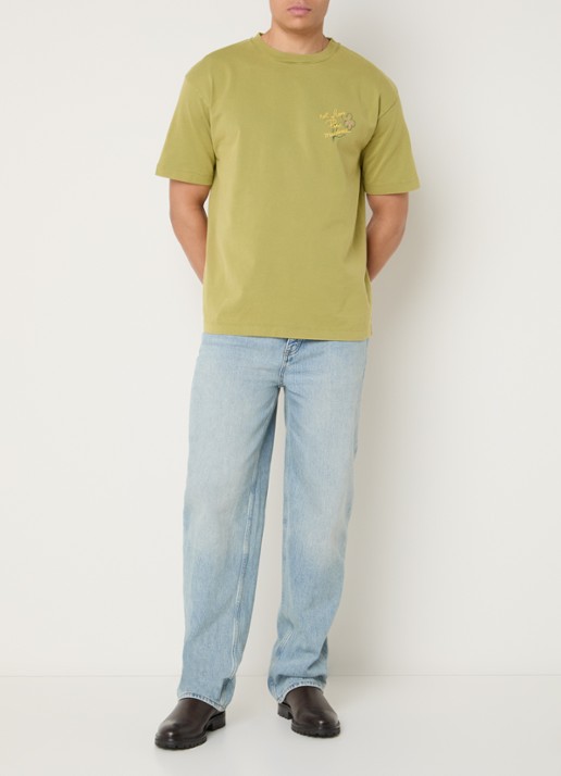 Drôle de Monsieur Equisse T-shirt logo- en backprint - voorkant 3 khaki