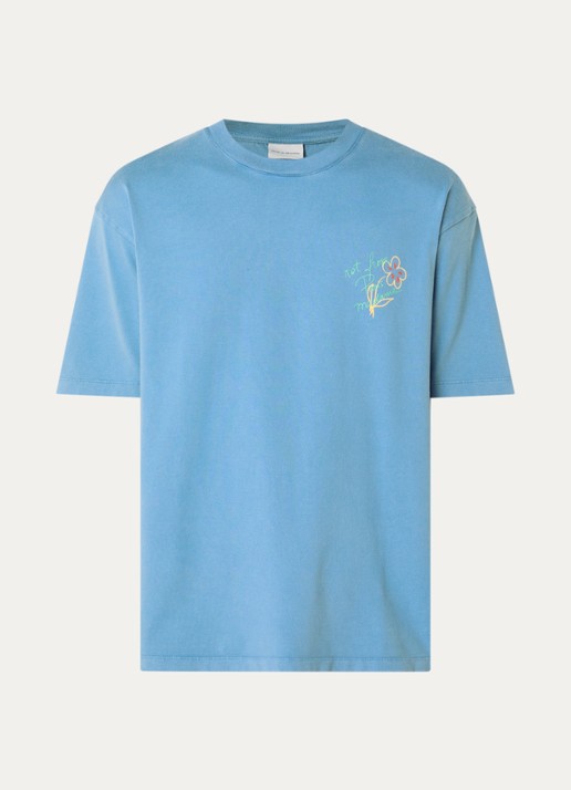 Drôle de Monsieur Equisse T-shirt logo- en backprint - voorkant blauwgrijs