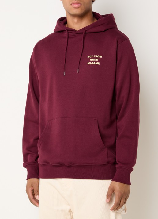Drôle de Monsieur Hoodie met borduring  - achterkant 3 donkerrood