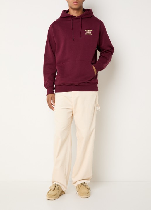 Drôle de Monsieur Hoodie met borduring  - voorkant 2 donkerrood