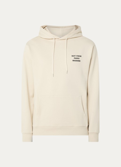 Drôle de Monsieur Hoodie met front- en backprint - voorkant beige