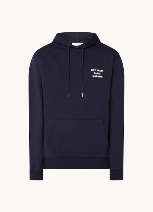Drôle de Monsieur Hoodie met front- en backprint - voorkant 4 donkerblauw