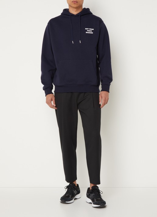 Drôle de Monsieur Hoodie met front- en backprint - voorkant 5 donkerblauw
