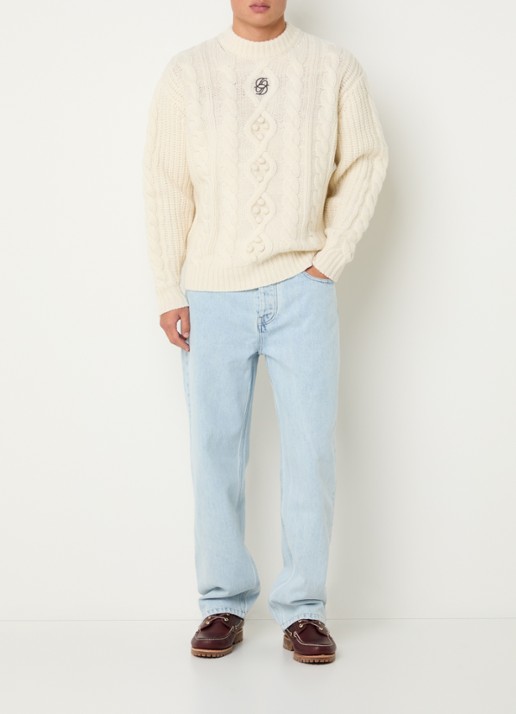 Drôle de Monsieur Loose fit jeans met lichte wassing - voorkant 3 lichtblauw