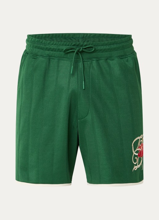 Drôle de Monsieur Loose fit korte broek met borduring - voorkant groen