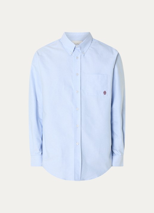 Drôle de Monsieur Oxford overhemd met logo - voorkant lichtblauw