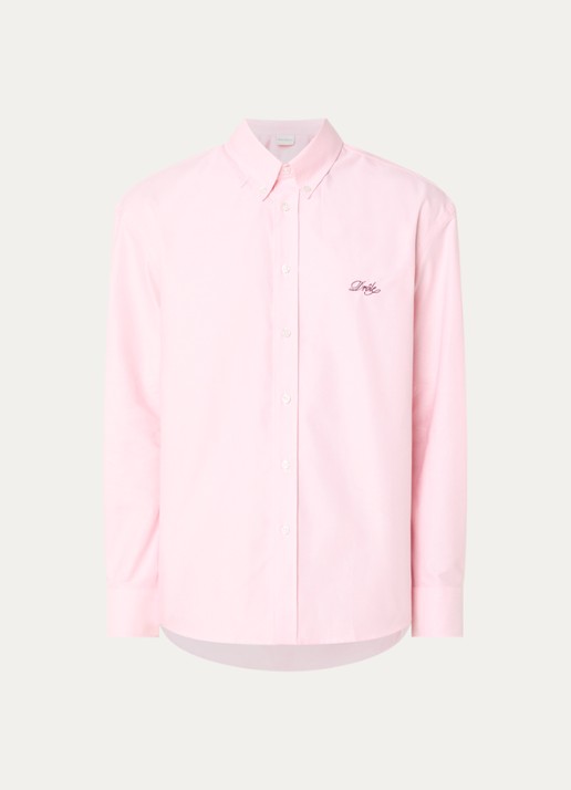 Drôle de Monsieur Regular fit overhemd met logoborduring - voorkant 3 zalmroze