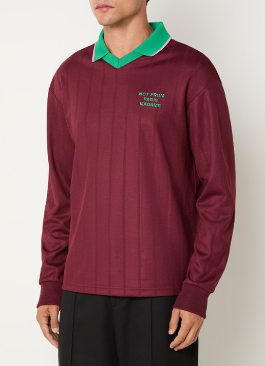 Drôle de Monsieur Regular fit polo met front- en backprint - achterkant 3 bordeauxrood