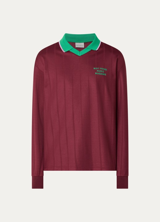 Drôle de Monsieur Regular fit polo met front- en backprint - voorkant bordeauxrood