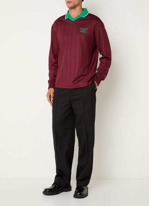 Drôle de Monsieur Regular fit polo met front- en backprint - voorkant 2 bordeauxrood