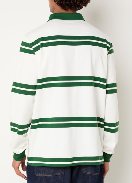 Drôle de Monsieur Regular fit polo met streepprint en logo - achterkant groen