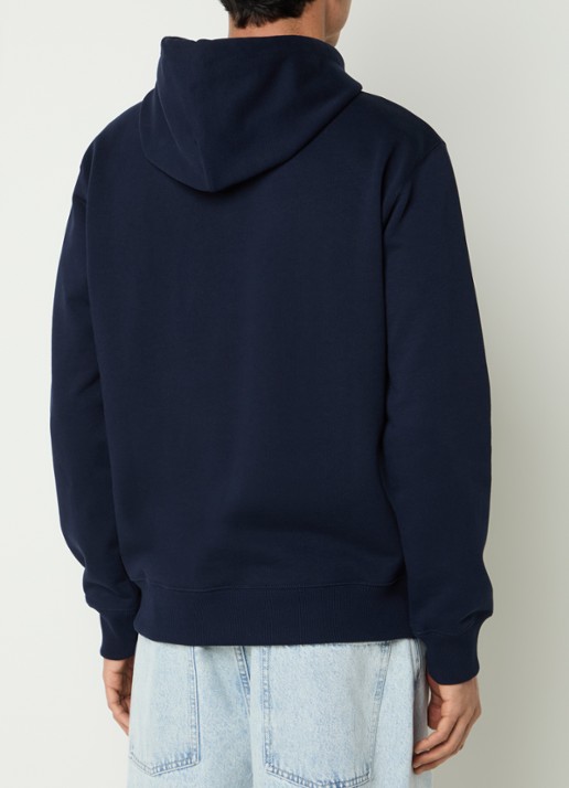 Drôle de Monsieur Slogan Classique hoodie met logo - achterkant donkerblauw