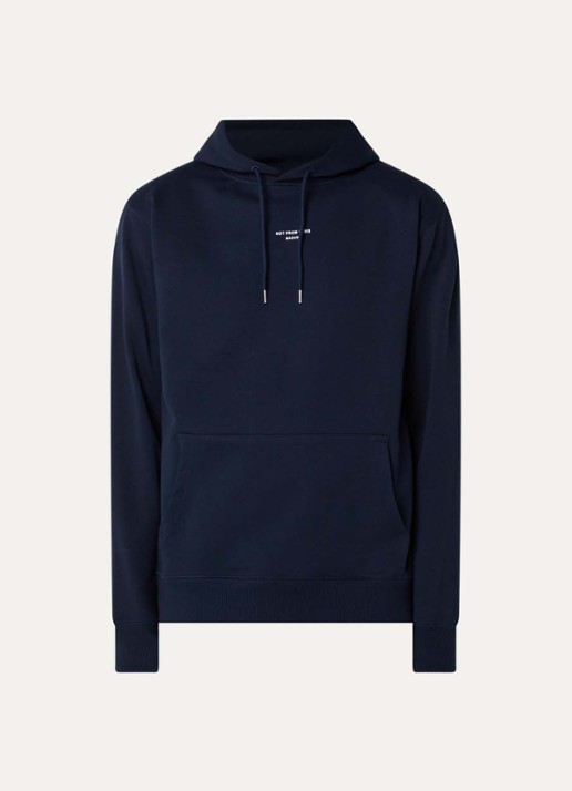 Drôle de Monsieur Slogan Classique hoodie met logo - voorkant 2 donkerblauw