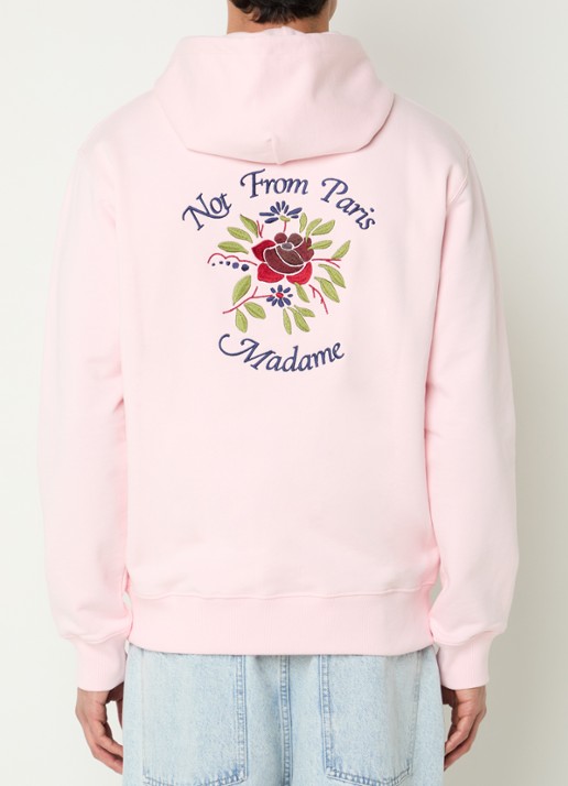 Drôle de Monsieur Slogan Rose hoodie met logoborduring
