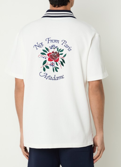 Drôle de Monsieur Slogan Rose regular fit overhemd met logoborduring