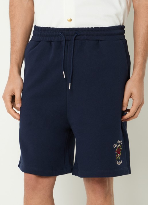 Drôle de Monsieur Slogan Rose straight fit korte joggingbroek met logoborduring