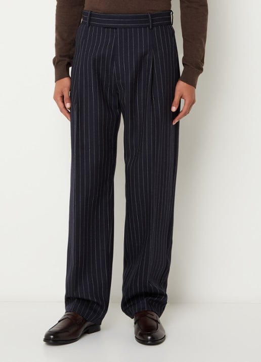 Drôle de Monsieur Straight fit pantalon met krijtstreep en steekzakken